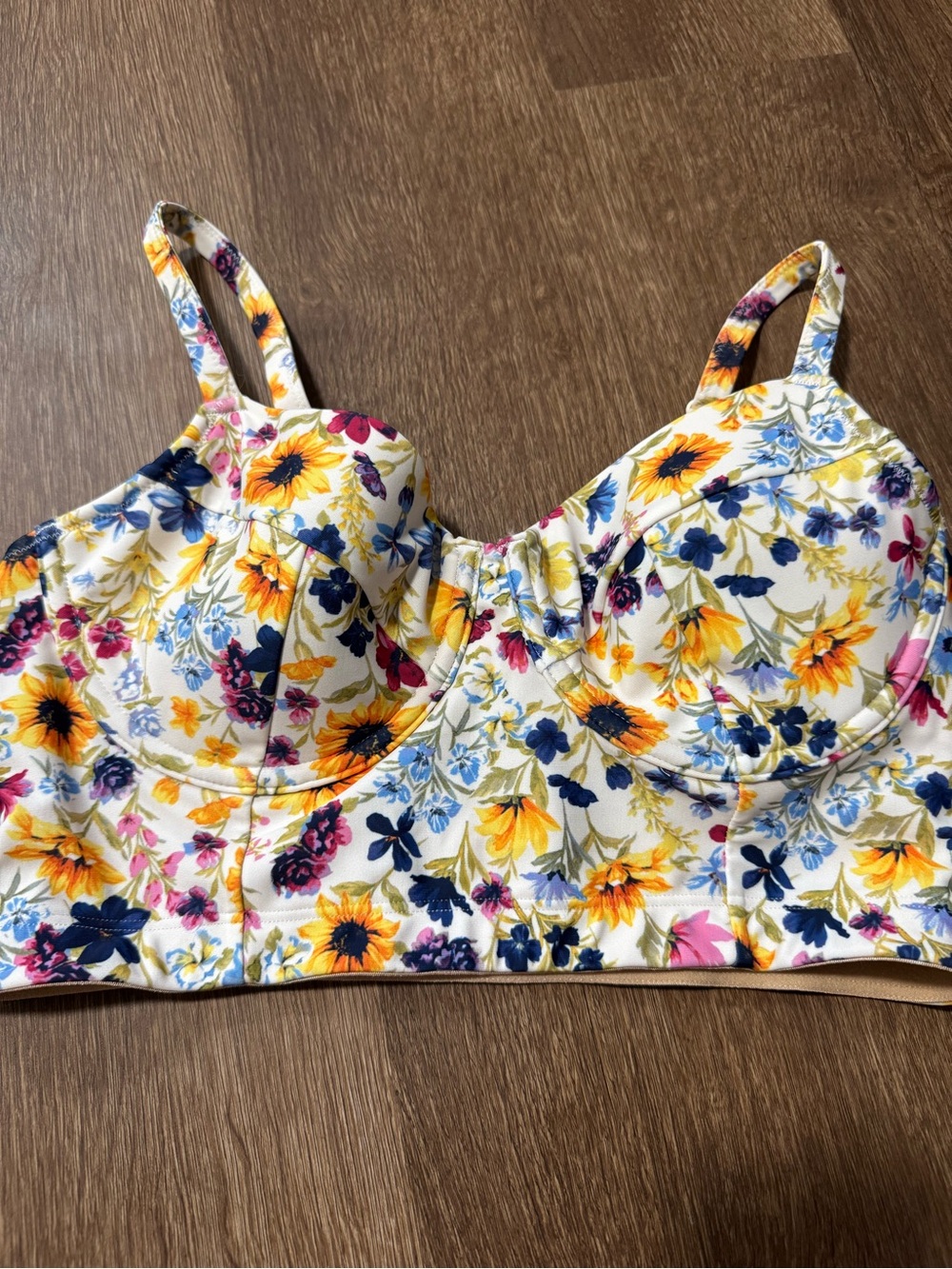 Old Navy Floral Swim Top Tank Adjustable Strap Size Medium
